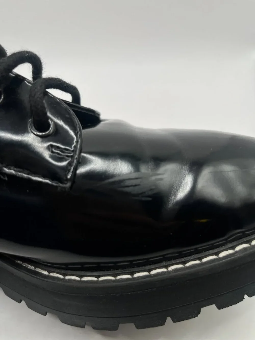 Zara Men's EU 41/US 8.5 Women's 41/US 10 Black Lace-Up Platform Derby Shoes